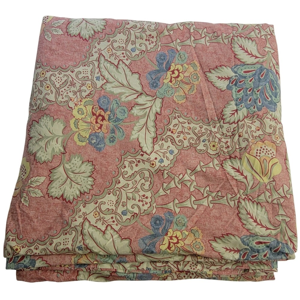 Pottery Barn Full Queen Duvet Cover Floral Paisley Red Blue Yellow